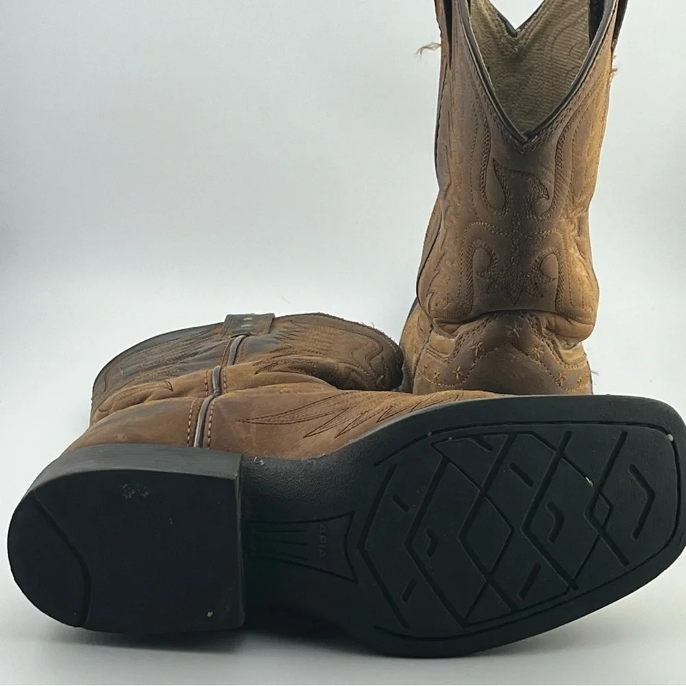 Ariat Destressed Western Cowboy Boot Brown Size 2.5 Leather 10017313 Square Toe